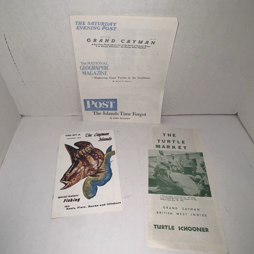 Vintage Cayman Islands Travel Brochure Lot Turtle Schooner Fishing Tourism